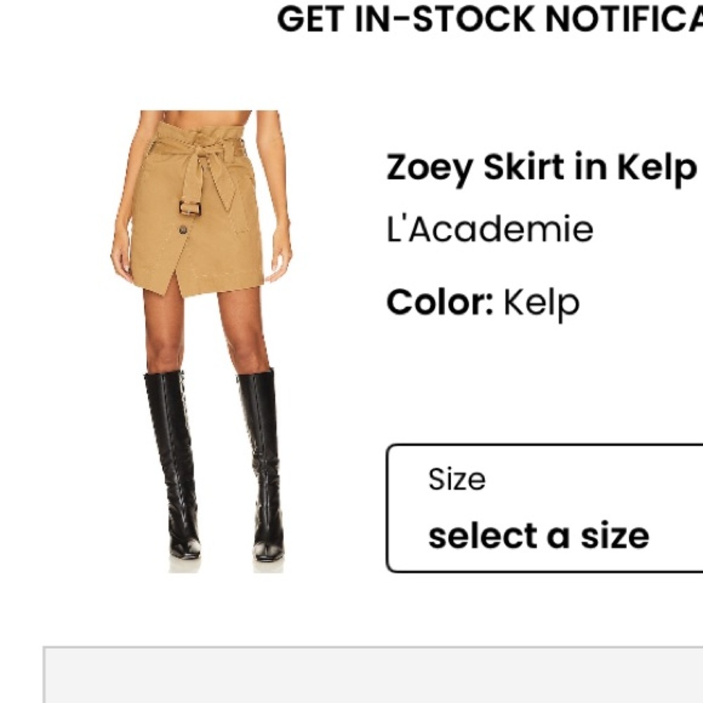 L’Academie Tan Belted Zoey Skirt Size Small